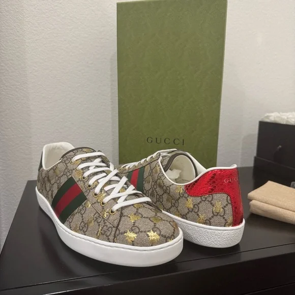Gucci Ace GG Supreme Bees Sneaker Brown Multi 12.5 - Picture 3 of 8